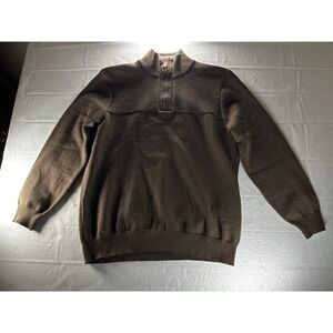PJ Paul Jones Sweater Mens Large Brown Cable‎ Knit Henley Pullover Preppy